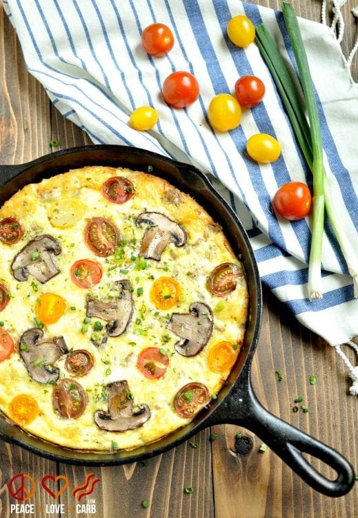 Sausage, Sharp White Cheddar and Heirloom Tomato Frittata - Low Carb, Gluten Free | Peace Love and Low Carb