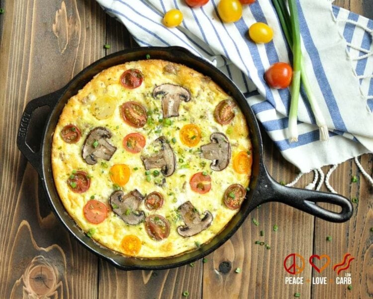 Sausage, Sharp White Cheddar and Heirloom Tomato Frittata - Low Carb, Gluten Free | Peace Love and Low Carb