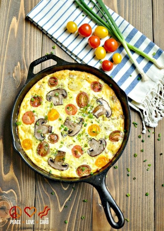 Sausage, Sharp White Cheddar and Heirloom Tomato Frittata - Low Carb, Gluten Free | Peace Love and Low Carb