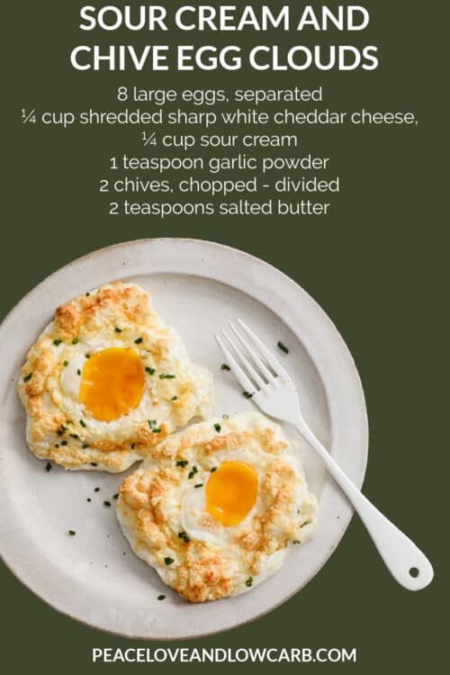 Recipe card for sour cream and chive egg clouds - ingredients typed out