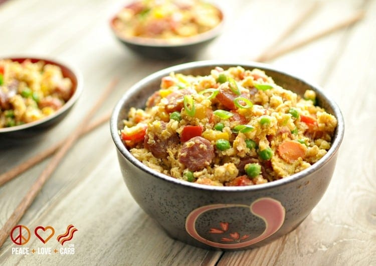 Chinese Sausage Fried Rice - 20 Low Carb and Gluten Free Cauliflower Rice Recipes | Peace Love and Low Carb