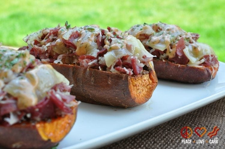 Reuben Stuffed Sweet Potatoes - Gluten Free, Primal |Peace Love and Low Carb