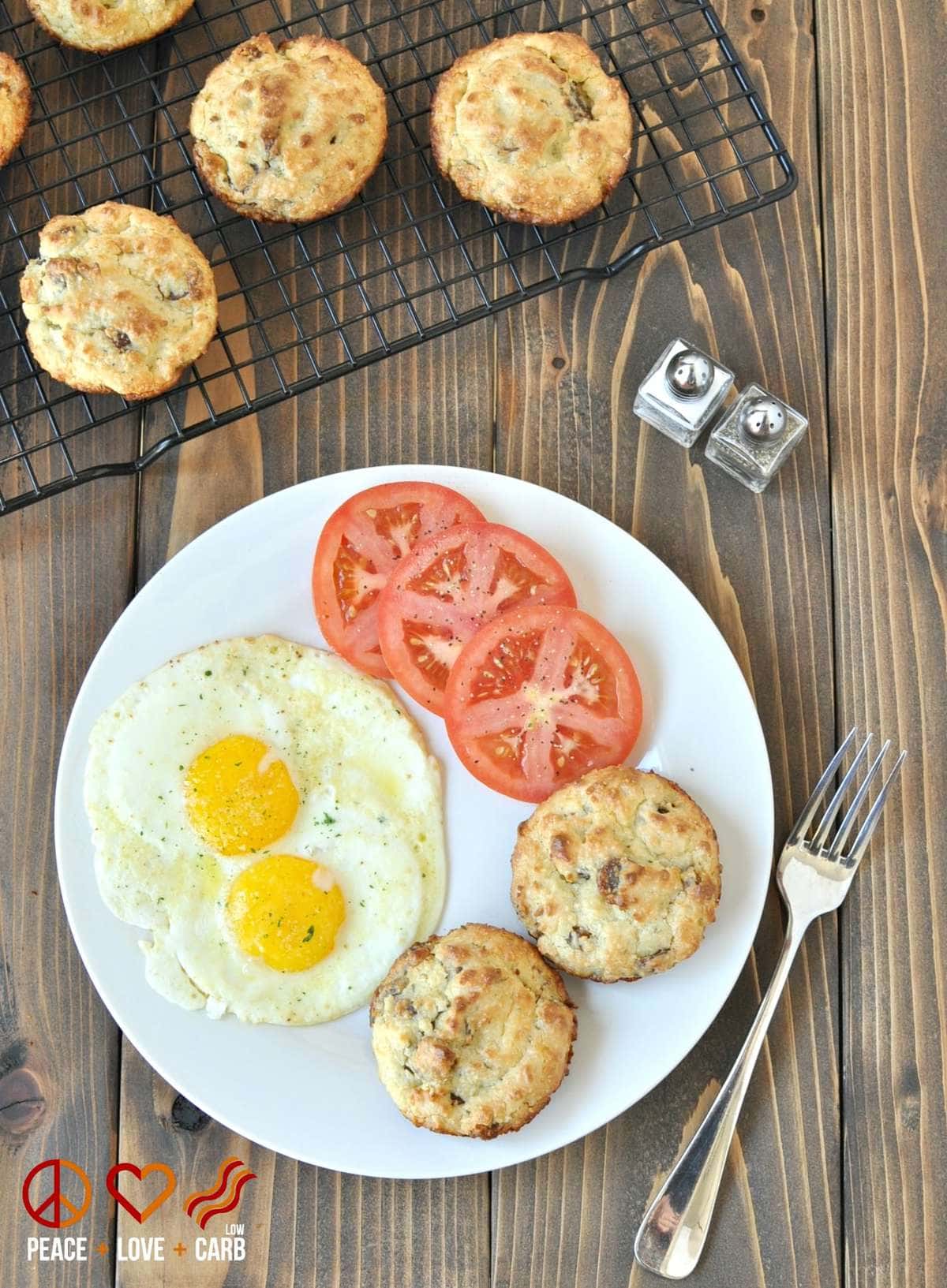 White Cheddar Sausage Breakfast Biscuits | Peace Love and Low Carb