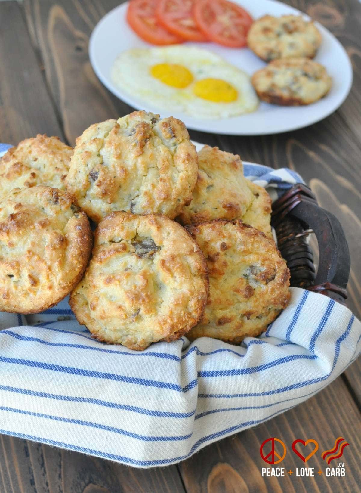 White Cheddar Sausage Breakfast Biscuits | Peace Love and Low Carb