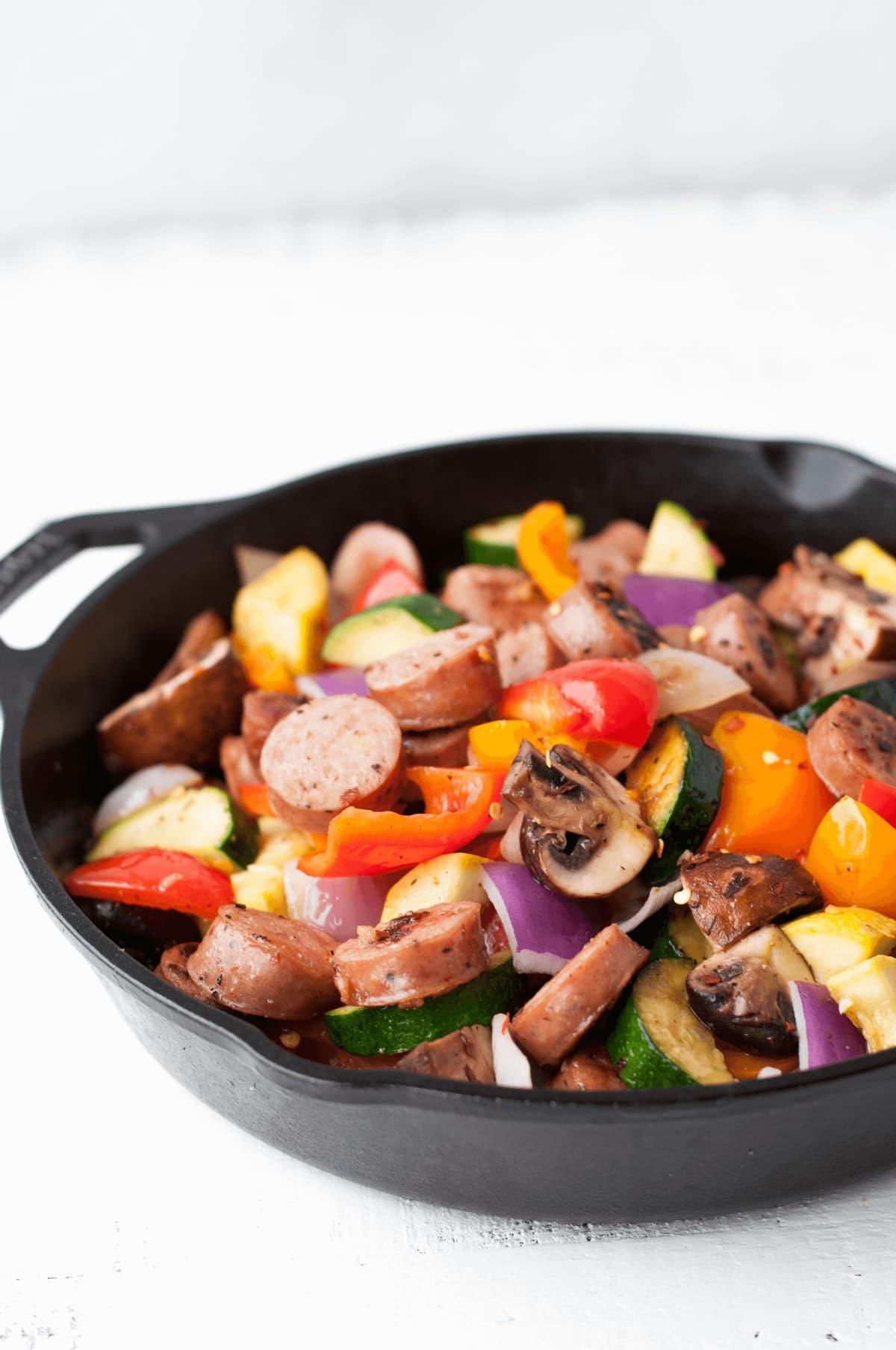 Low Carb Chicken Sausage and Vegetable Skillet | Peace Love and Low Carb