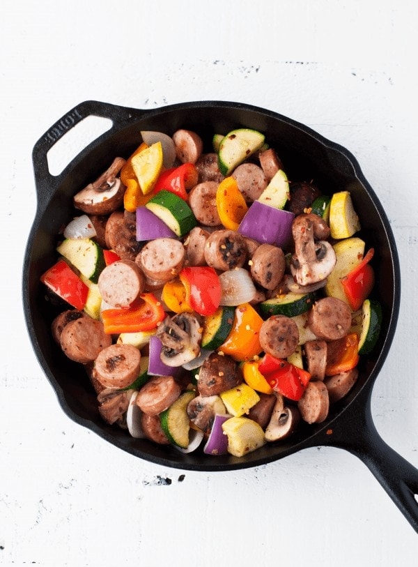 Chicken Sausage and Vegetable Skillet | Peace Love and Low Carb