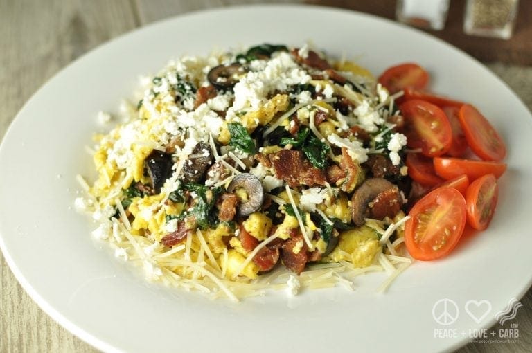 Bacon, Spinach and Feta Breakfast Scramble Peace Love and Low Carb