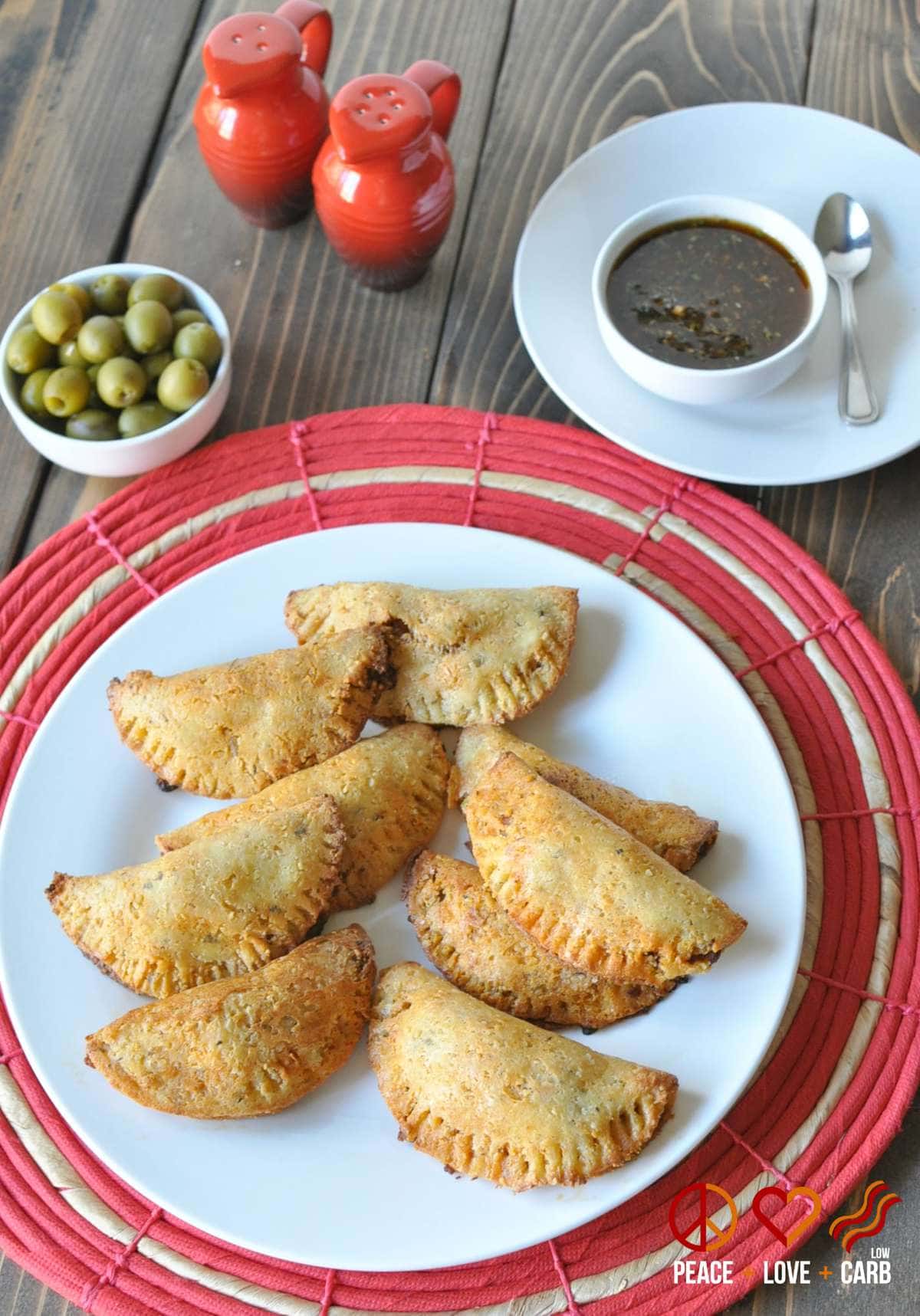 Beef and Chorizo Empanadas with Balsamic Chimichurri - Low Carb, Gluten Free