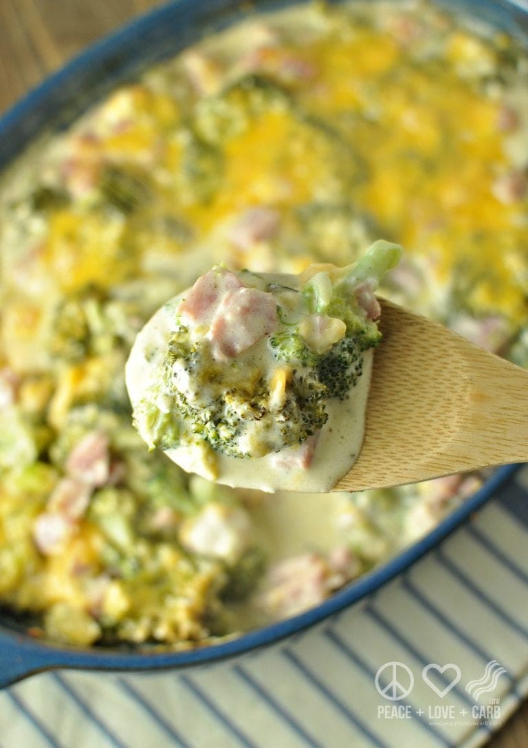 Low Carb Three Cheese Ham and Broccoli Casserole
