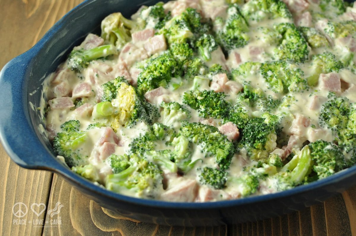 Low Carb Side Dish - Three Cheese Ham and Broccoli Casserole