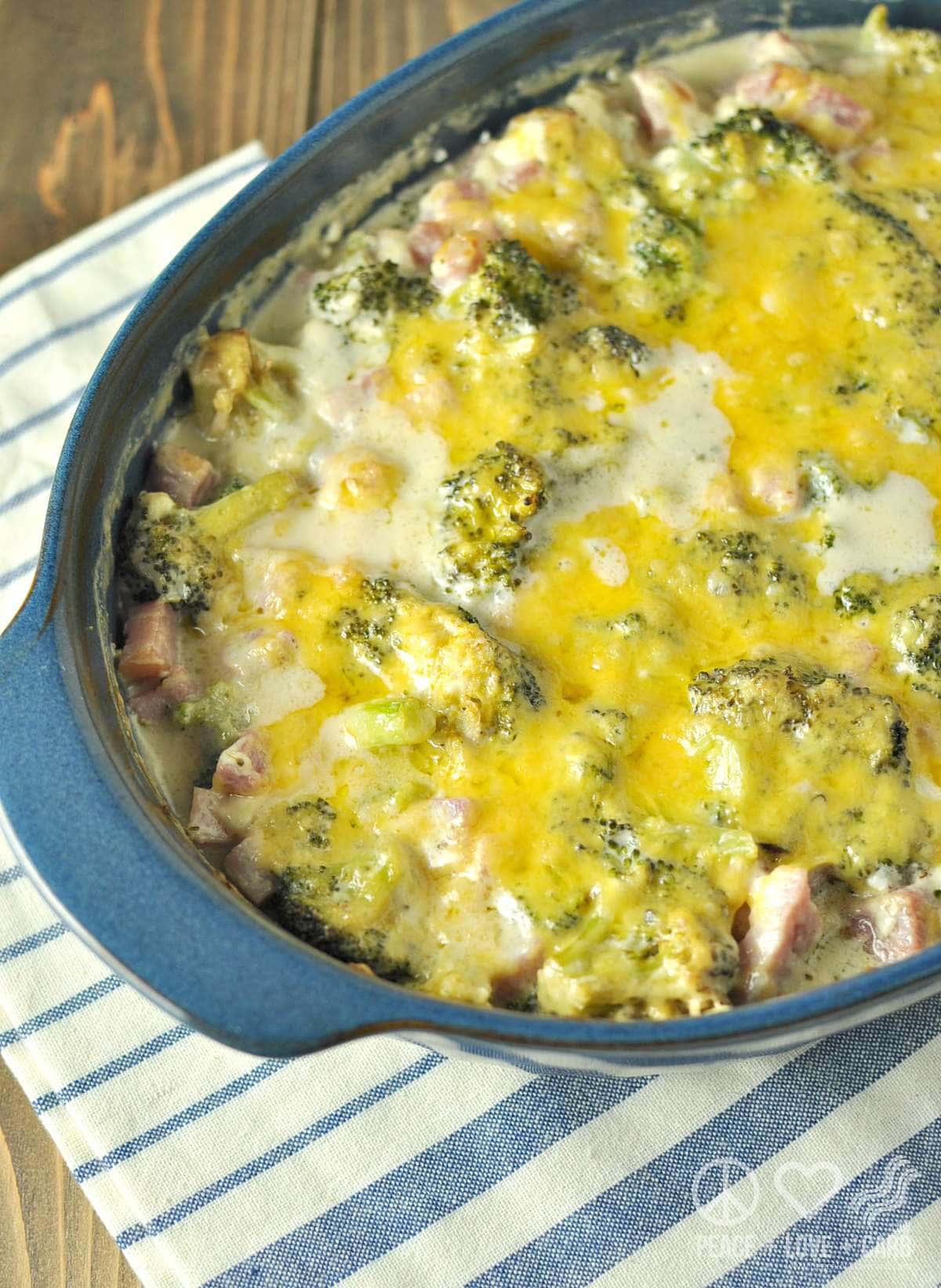 Low Carb Three Cheese Ham and Broccoli Casserole