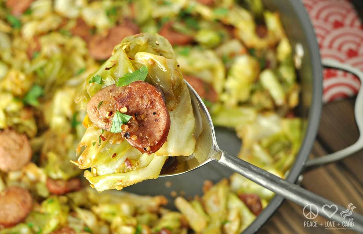 Fried Cabbage with Kielbasa - Low Carb, Paleo Gluten Free