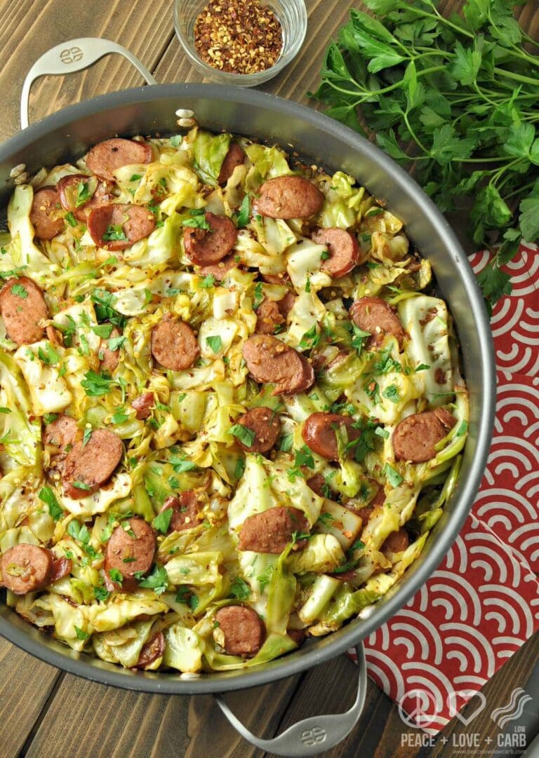 Fried Cabbage with Kielbasa Low Carb, Paleo Gluten Free