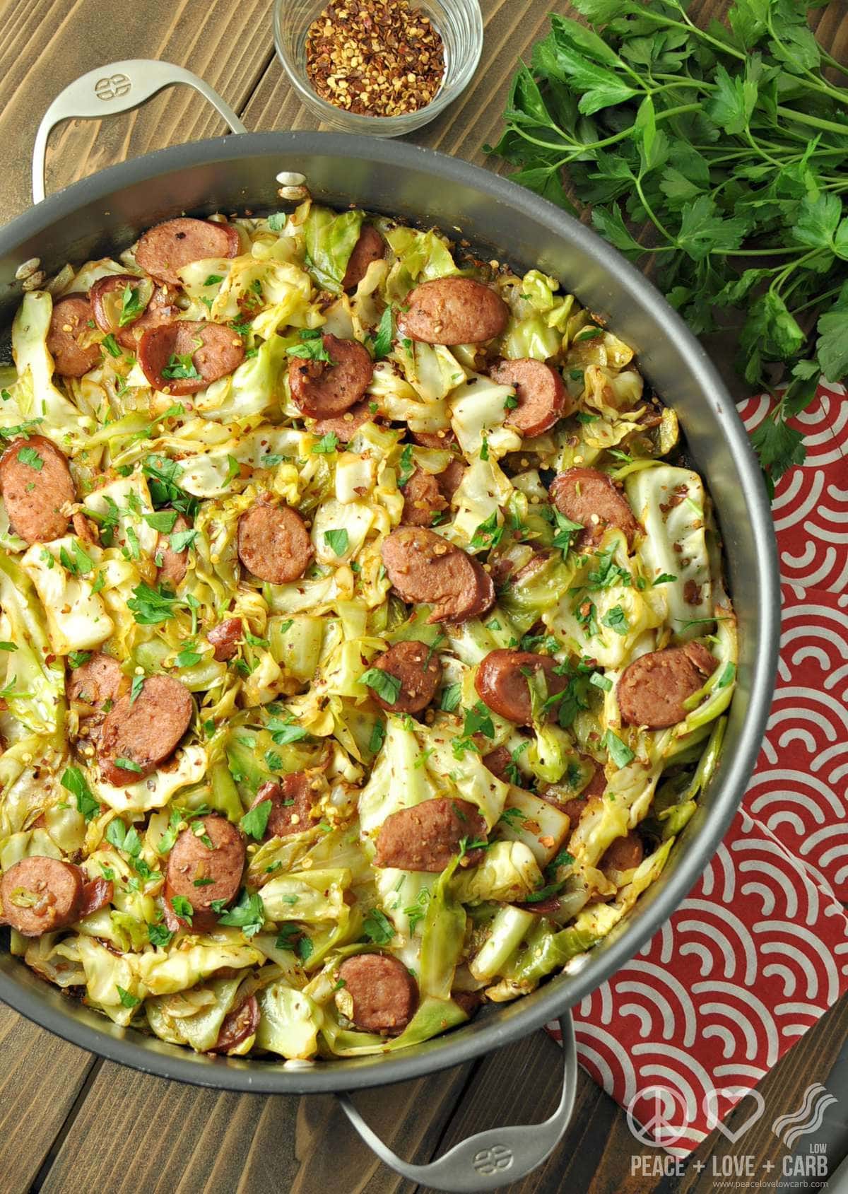 Fried Cabbage with Kielbasa - Low Carb and Gluten Free | Peace Love and Low Carb 