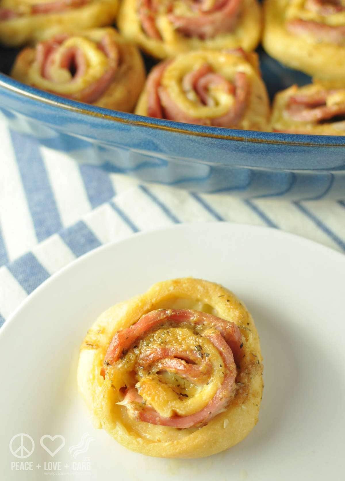 Hot Ham and Cheese Roll-Ups with Dijon Butter Glaze - Low 