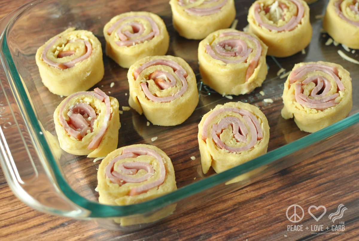 Hot Ham and Cheese Roll-Ups with Dijon Butter Glaze- Low Carb, Gluten Free