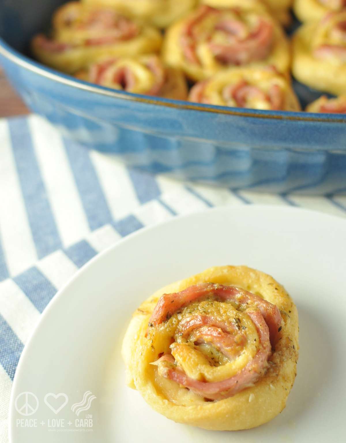 Hot Ham and Cheese Roll-Ups with Dijon Butter Glaze - Low Carb, Gluten Free | Peace Love and Low Carb 