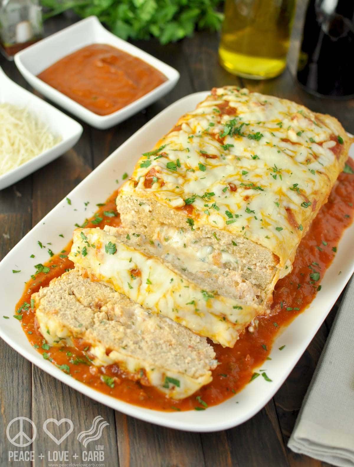 Stuffed Chicken Parmesan Keto Meatloaf - Low Carb, Gluten Free | Peace Love and Low Carb