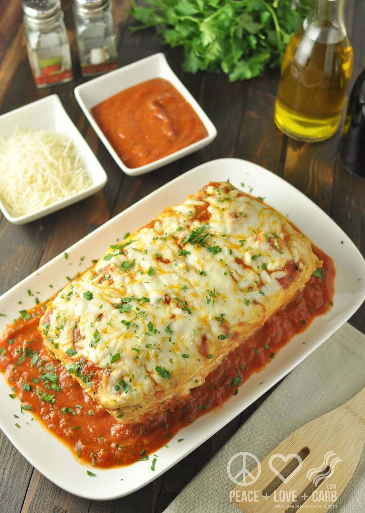 Stuffed Chicken Parmesan Meatloaf - Low Carb, Gluten Free | Peace Love and Low Carb