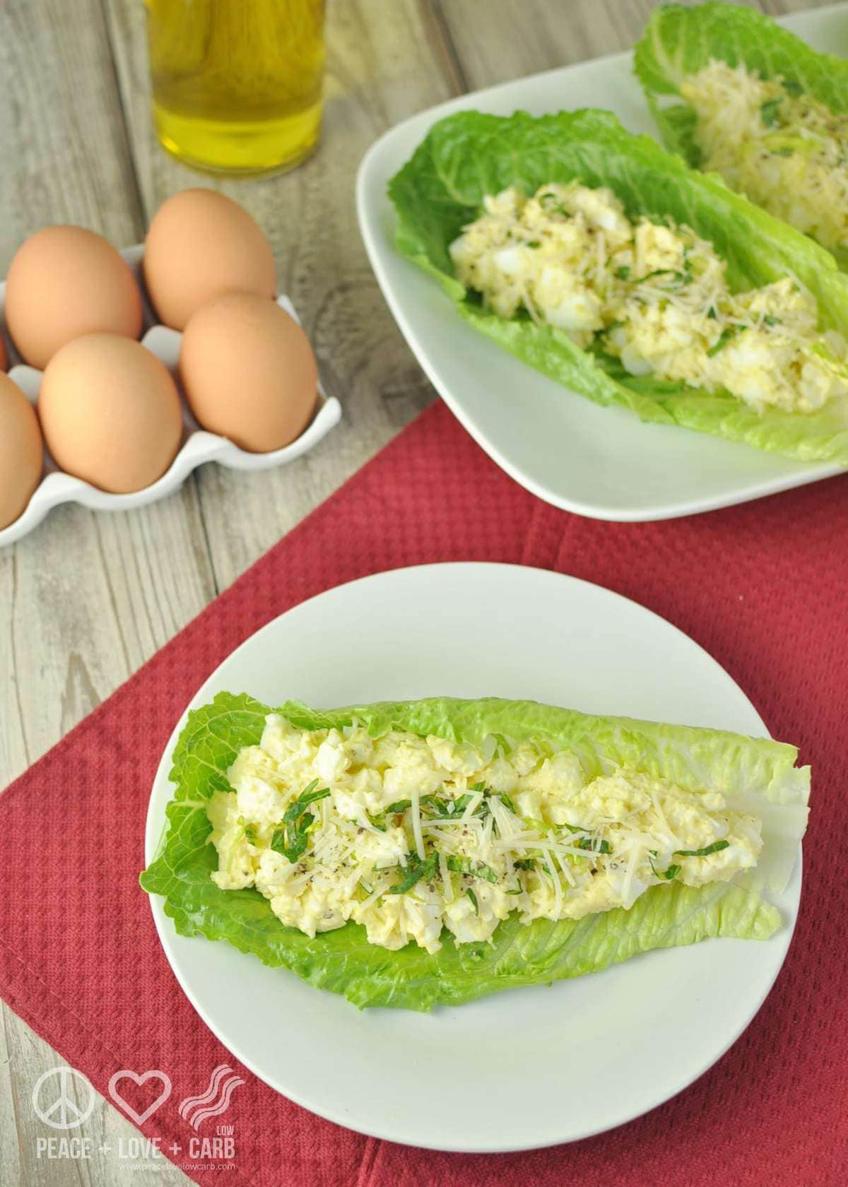 Caesar Egg Salad Lettuce Wraps - Low Carb, Gluten Free | Peace Love and Low Carb 