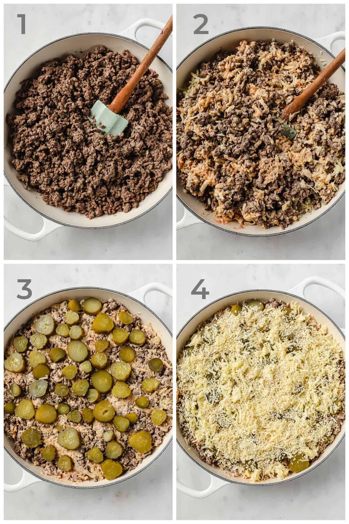 4 photos - step by step instructions on how to make a low carb casserole