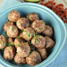 White Cheddar and Sun Dried Tomato Avocado Stuffed Meatballs