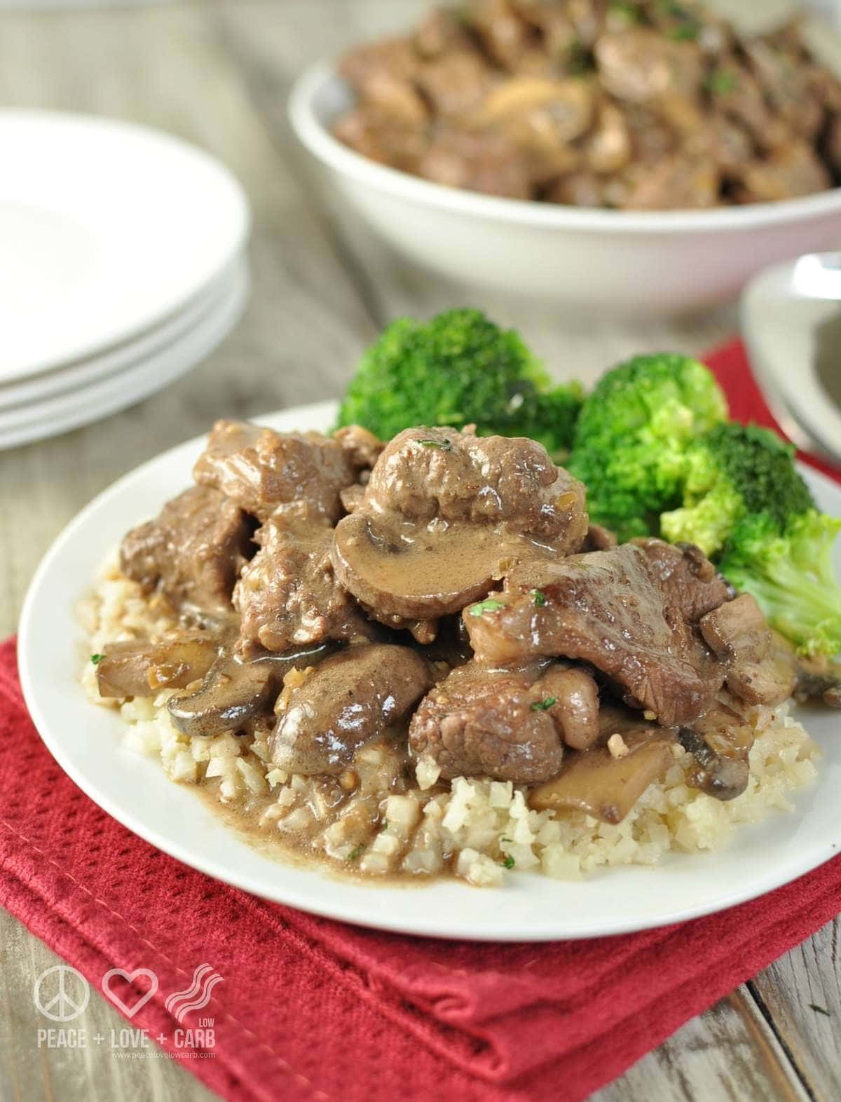 Low Carb Beef Tips in Mushroom Brown Gravy