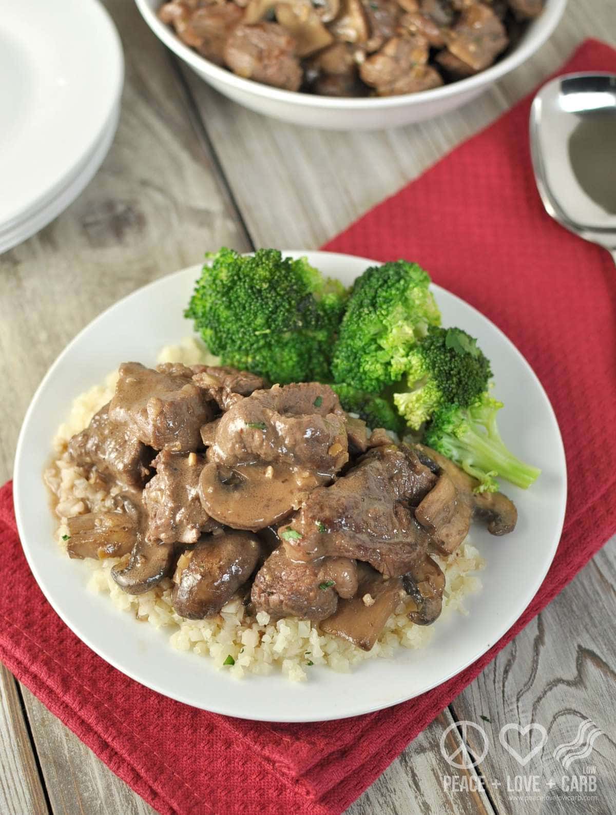 Low Carb Beef Tips in Mushroom Brown Gravy