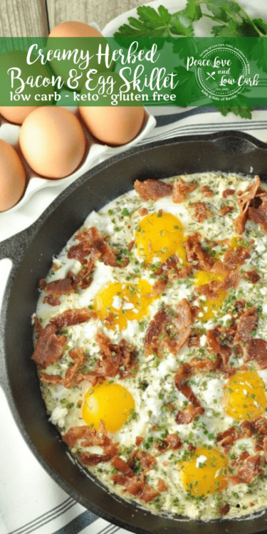 This Creamy Herbed Bacon and Egg Skillet will definitely jazz up your breakfast routine. A one pot meal that's easy to throw together and so satisfying.