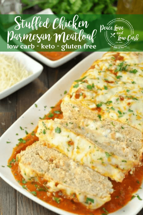 This Stuffed Chicken Parmesan Keto Meatloaf is rich, cheesy, keto comfort food, sure to become a new favorite for everyone. Lasagna and chicken parm in one!