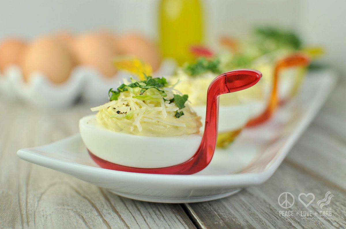 Caesar Salad Deviled Eggs - Low Carb, Gluten Free | Peace Love and Low Carb