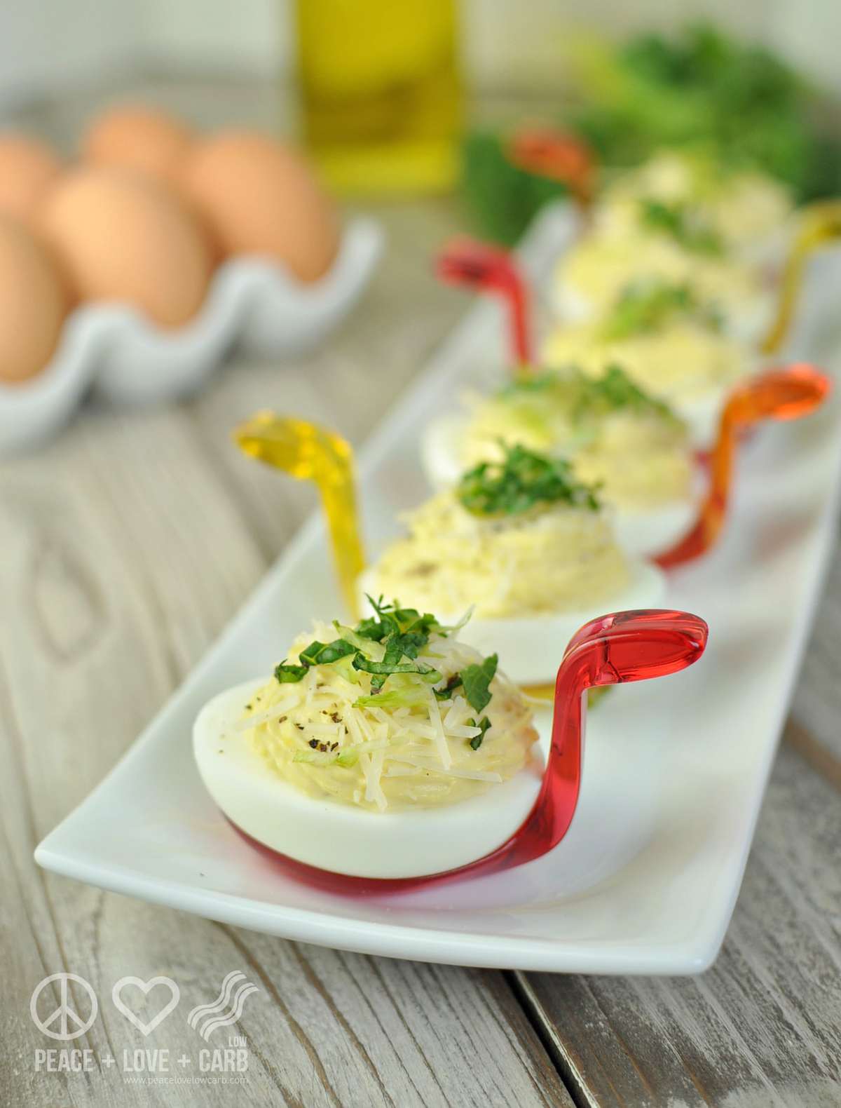 Caesar Salad Deviled Eggs - Low Carb, Gluten Free | Peace Love and Low Carb
