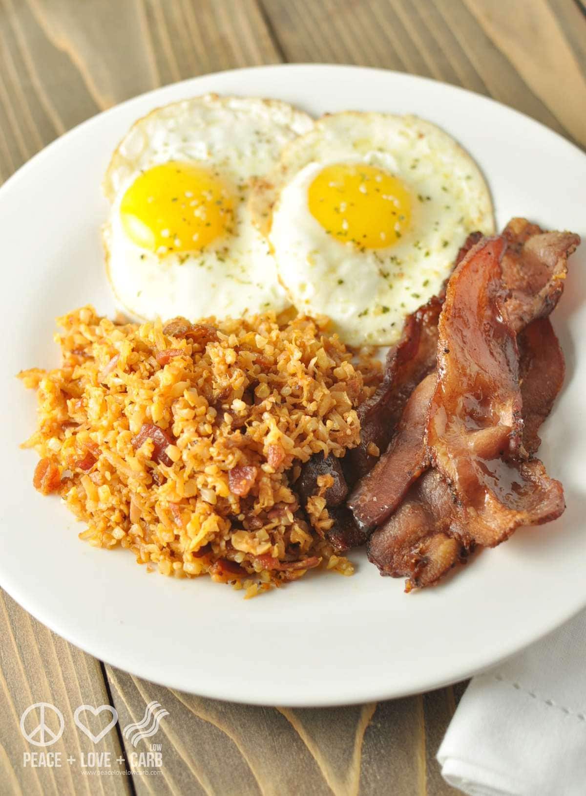 Fried Radish and Cauliflower Hash Browns with Bacon - Paleo, Low Carb | Peace Love and Low Carb