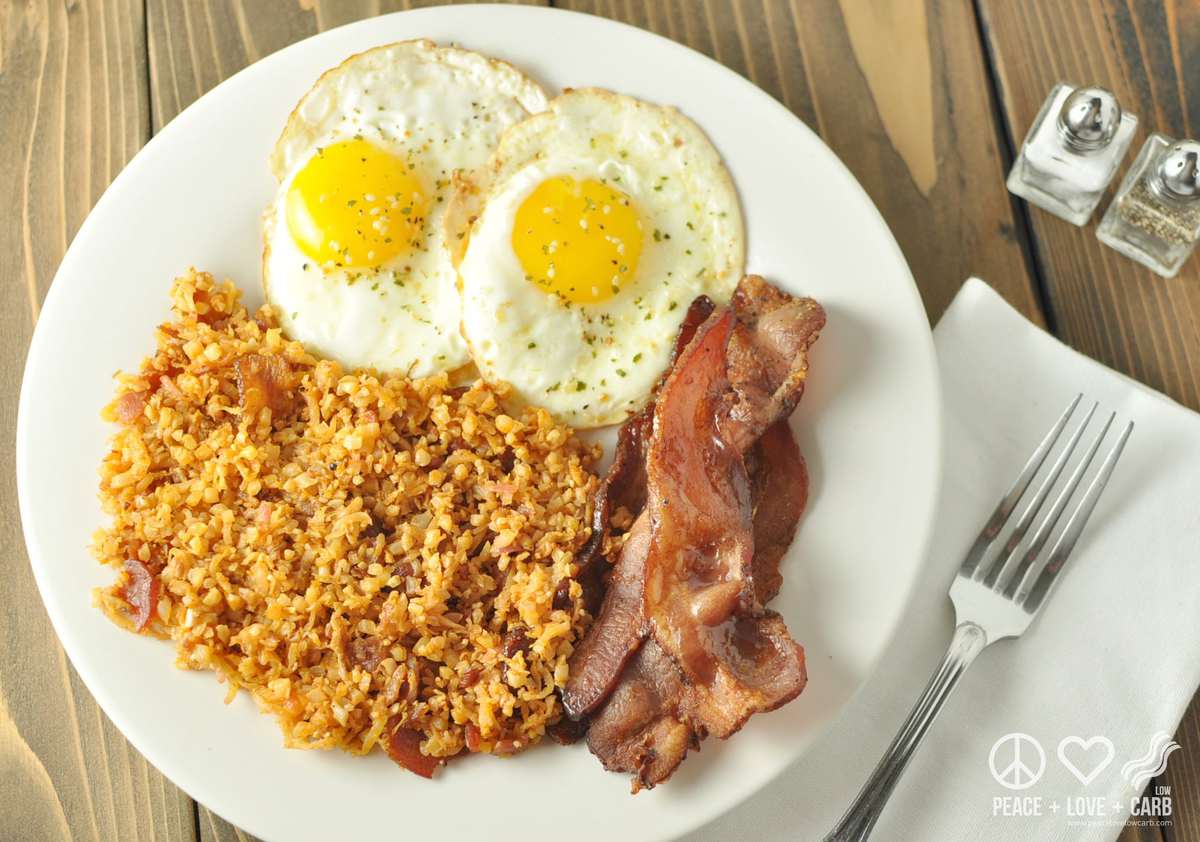 Fried Radish and Cauliflower Hash Browns with Bacon - Paleo, Low Carb | Peace Love and Low Carb