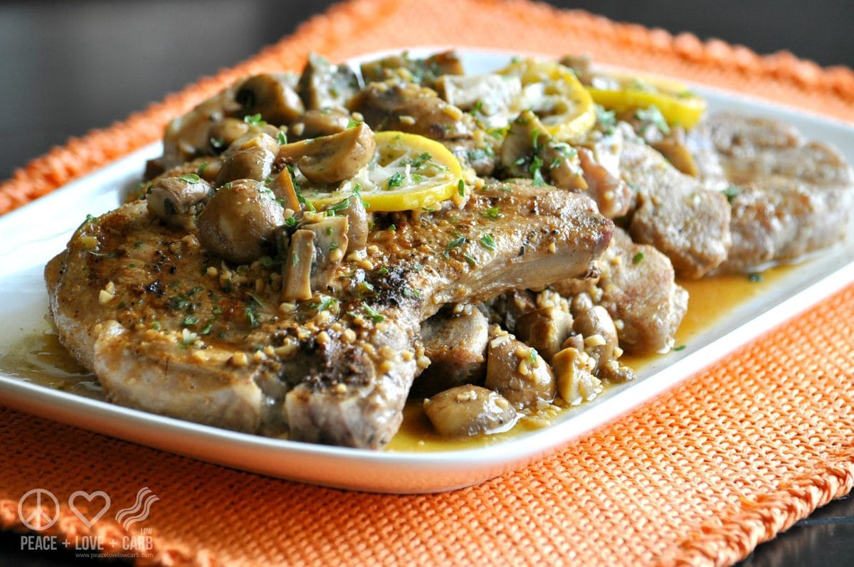 Lemon Garlic Pork Steaks with Mushrooms - Low Carb, Gluten Free | Peace Love and Low Carb