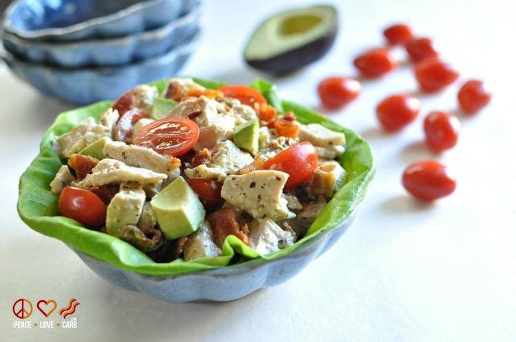 BLTA Pesto Chicken Salad | Peace Love and Low Carb