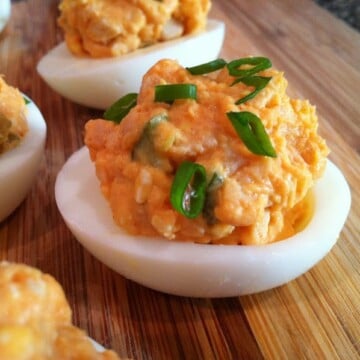 Buffalo Chicken Deviled Eggs | Peace Love and Low Carb