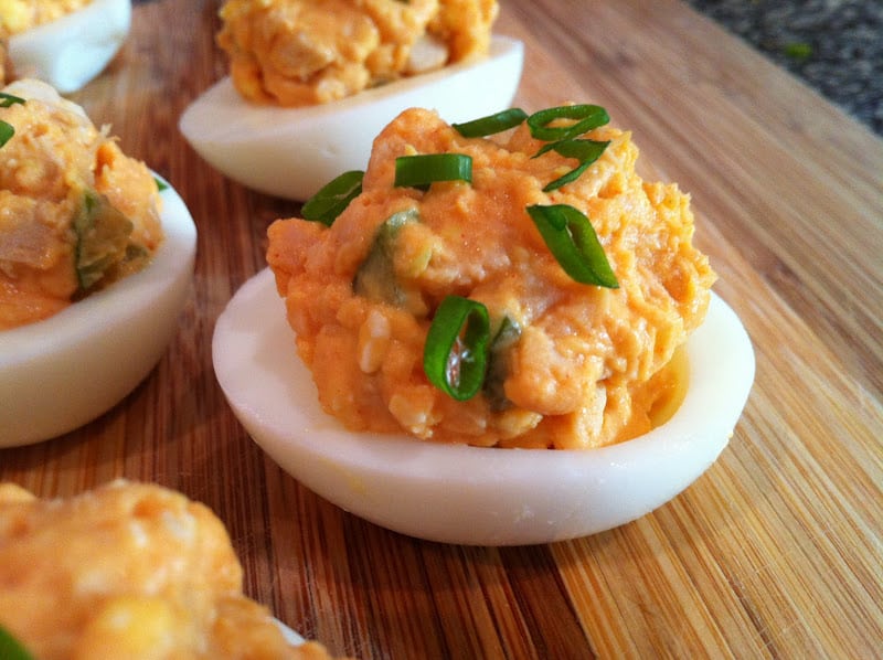 Buffalo Chicken Deviled Eggs | Peace Love and Low Carb 