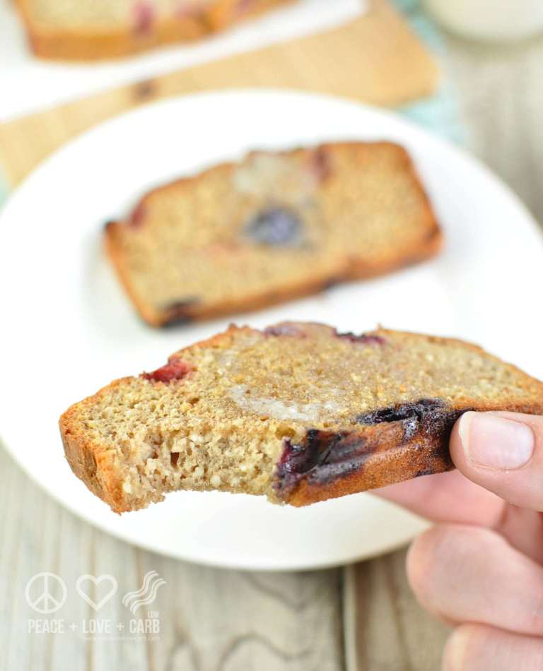 Low Carb Peanut Butter Berry Breakfast Loaf | Peace Love and Low Carb