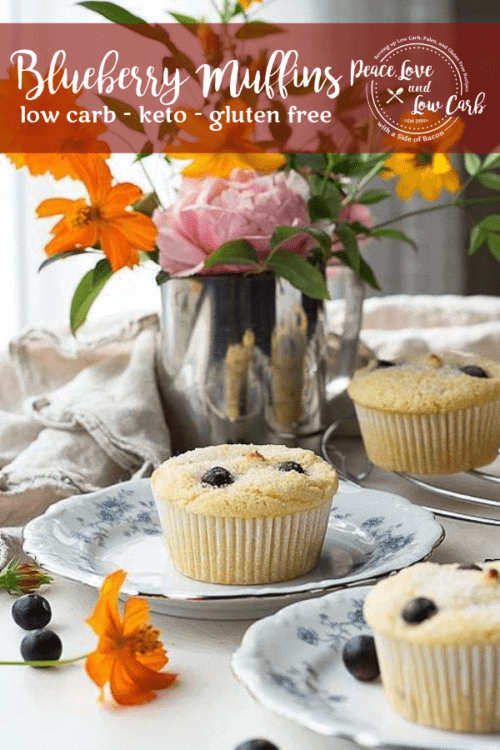 Keto, Low Carb Blueberry Muffins. Warm, delicious and comforting. Best of all, they are gluten free too. Enjoy an old classic without all the sugar.