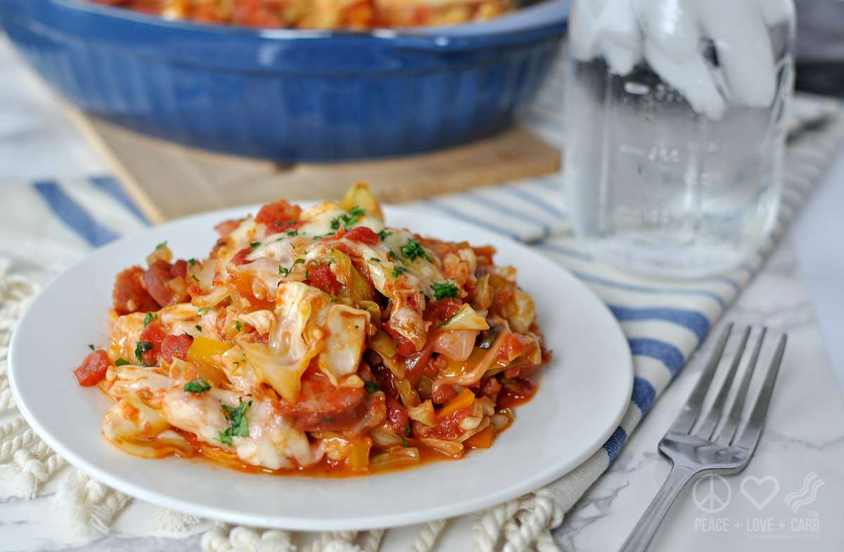 Cheesy Smoked Sausage and Cabbage Casserole - Low Carb, Gluten Free | Peace Love and Low Carb 