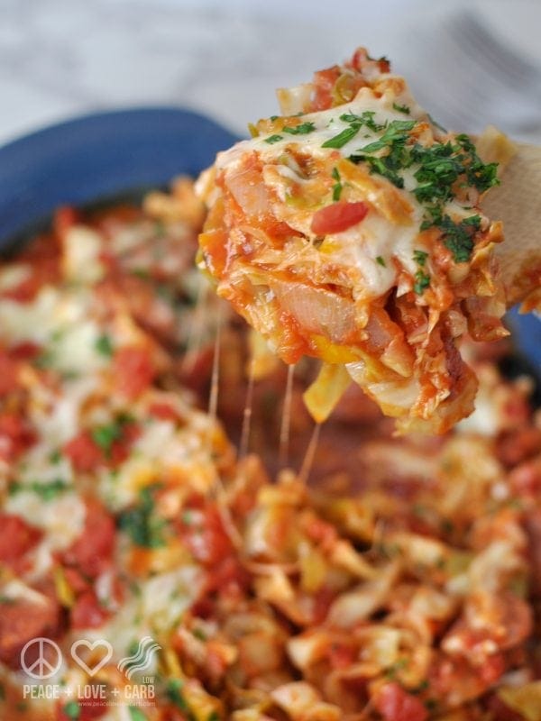 Cheesy Sausage and Cabbage Casserole | Peace Love and Low Carb