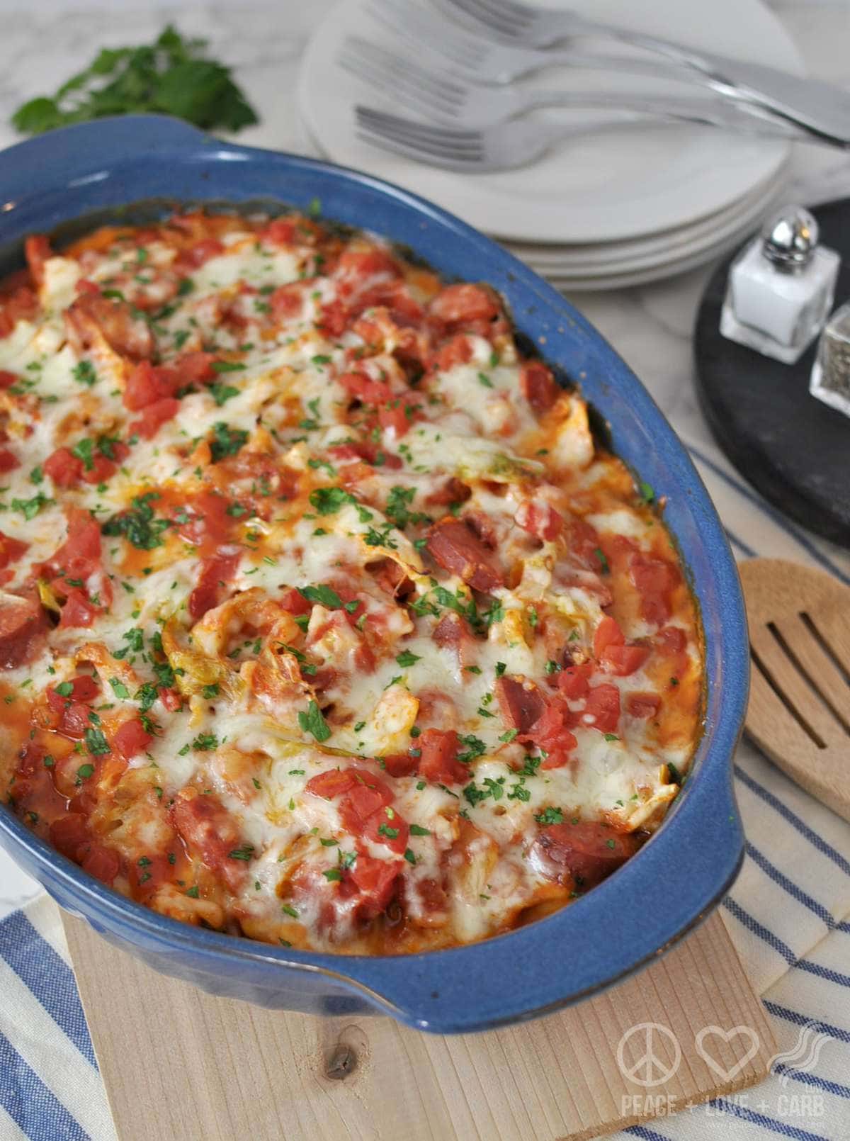 Cheesy Smoked Sausage and Cabbage Casserole - Low Carb, Gluten Free | Peace Love and Low Carb 