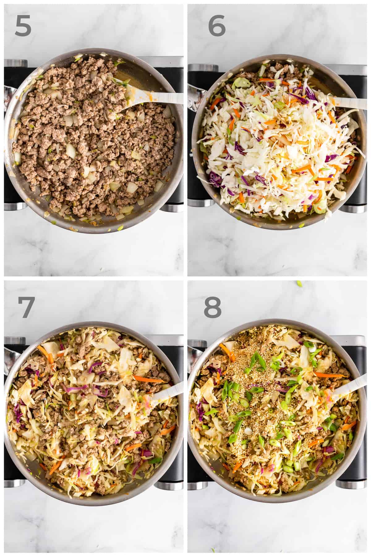 step by step instructions to make keto egg roll in a bowl