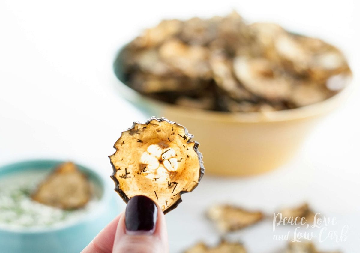 Garlic Dill Baked Cucumber Chips - Low Carb, Paleo | Peace Love and Low Carb 