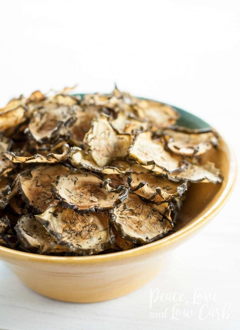 Garlic Dill Baked Cucumber Chips Peace Love and Low Carb