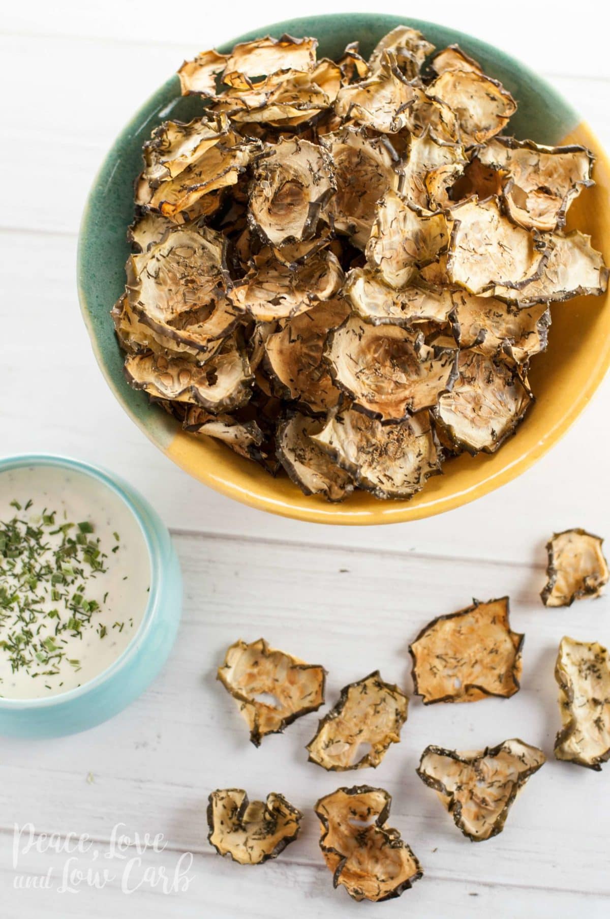 Garlic Dill Baked Cucumber Chips - Low Carb, Paleo | Peace Love and Low Carb 