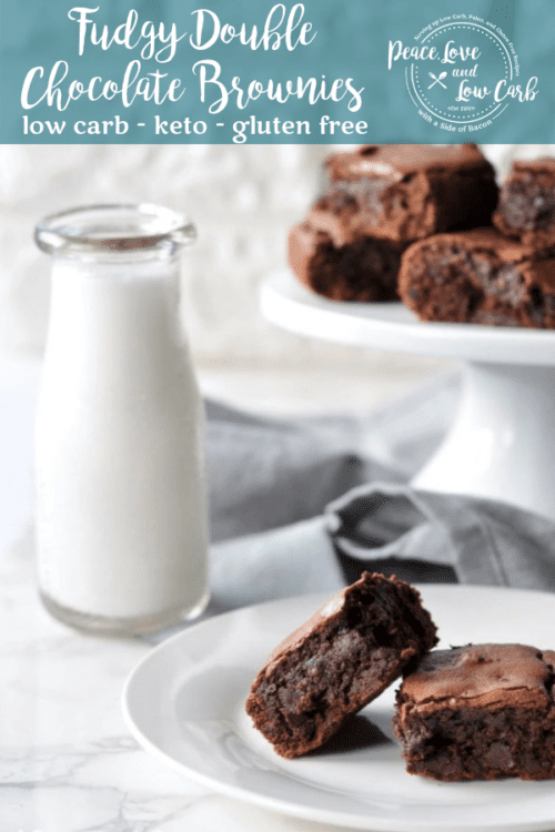 Rich and delicious, gluten free, Fudgy Double Chocolate Keto Brownies. Perfectly crispy edges with a fudgy soft center. The perfect low carb baked good.