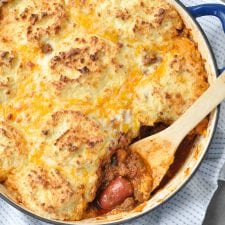 Keto Chili Dog Pot Pie Casserole