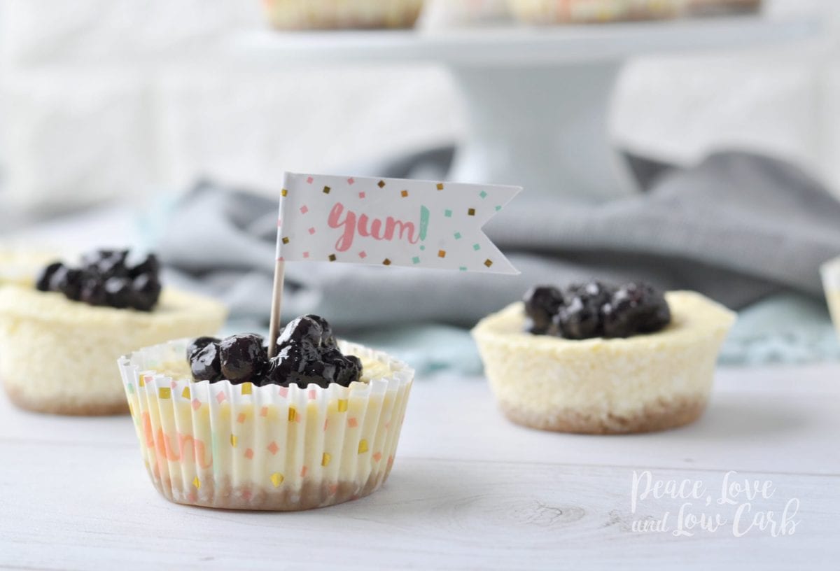 Mini Keto Blueberry Cheesecakes | Peace Love and Low Carb